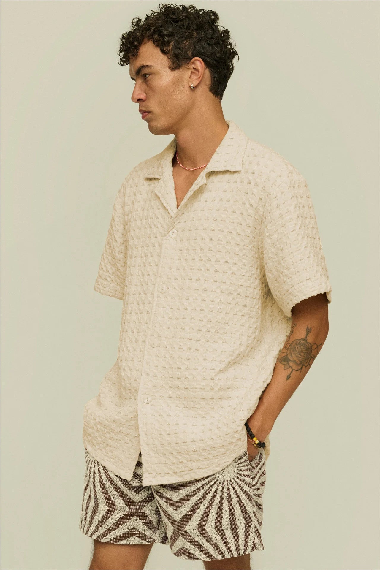 Cuba Waffle Shirt - Ecru