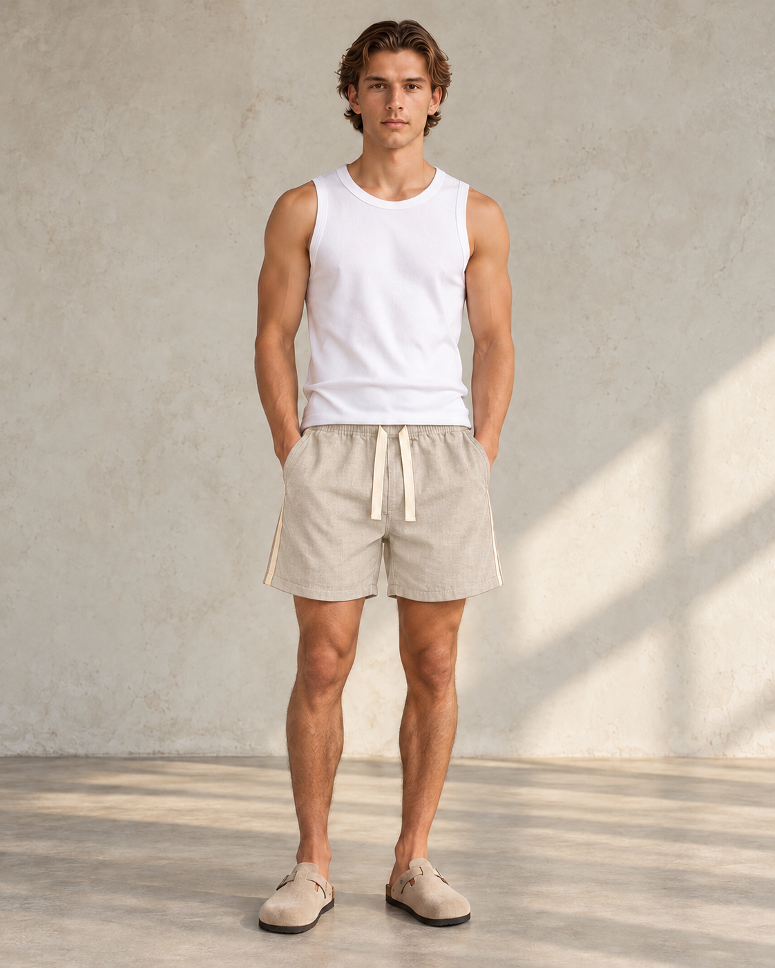 Stripe Linen Short - Oatmeal