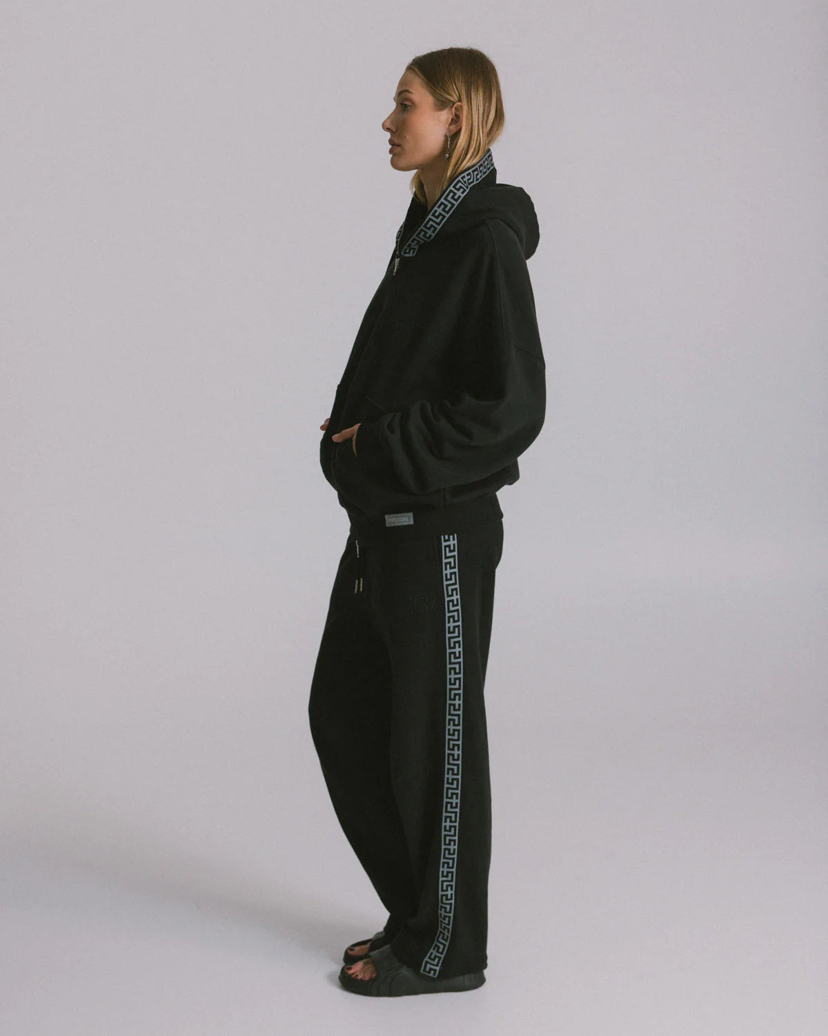 Zip Geo Hoodie - Black Fleece