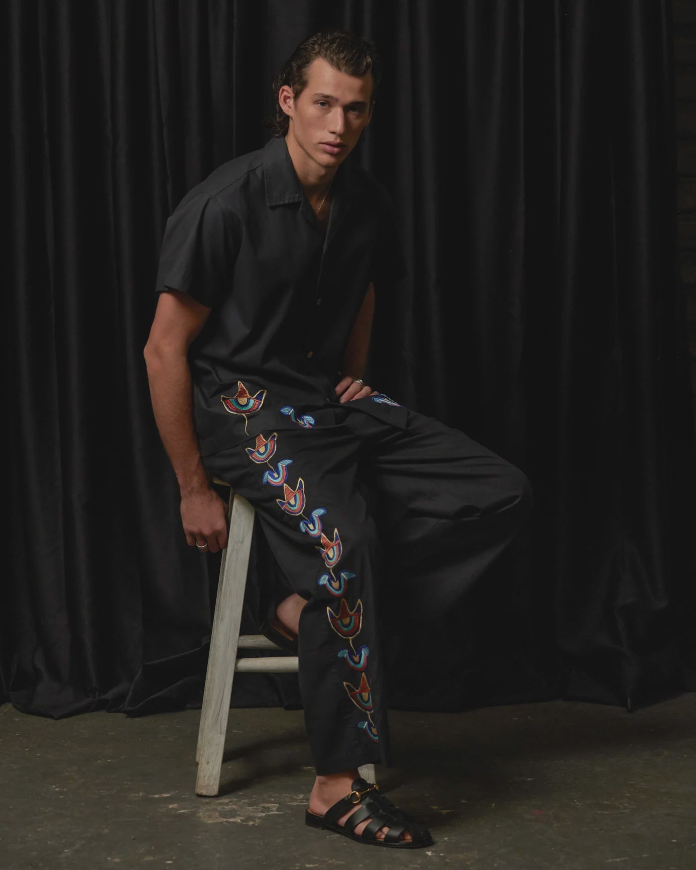 Toucan Embroidered Pants