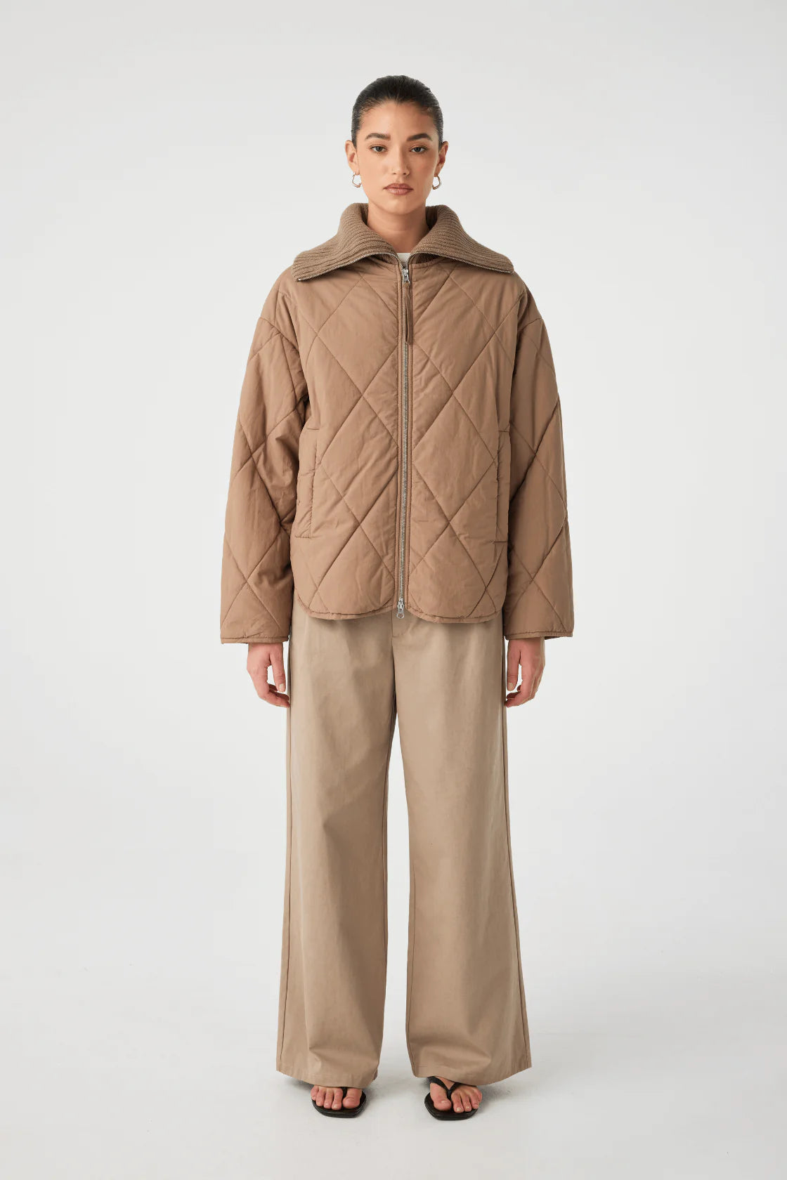 Reece Quilted Jacket - Taupe