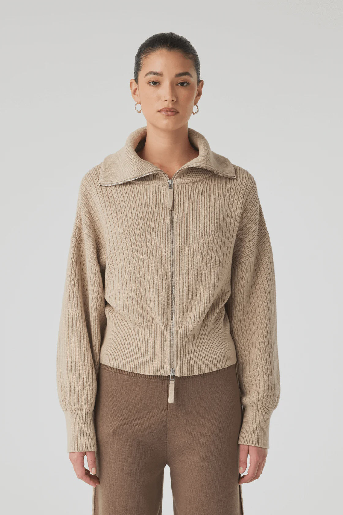 Quincy Zip Sweater - Taupe