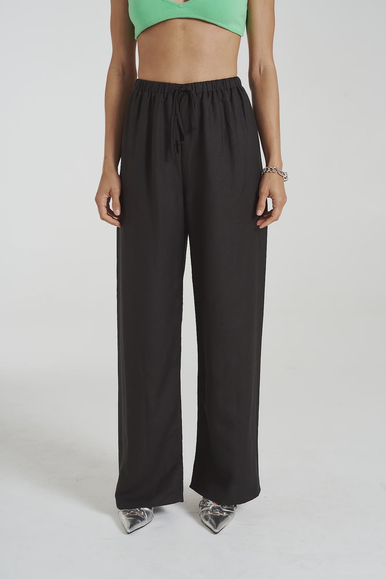 Elastic Waist Pants - Midnight Black