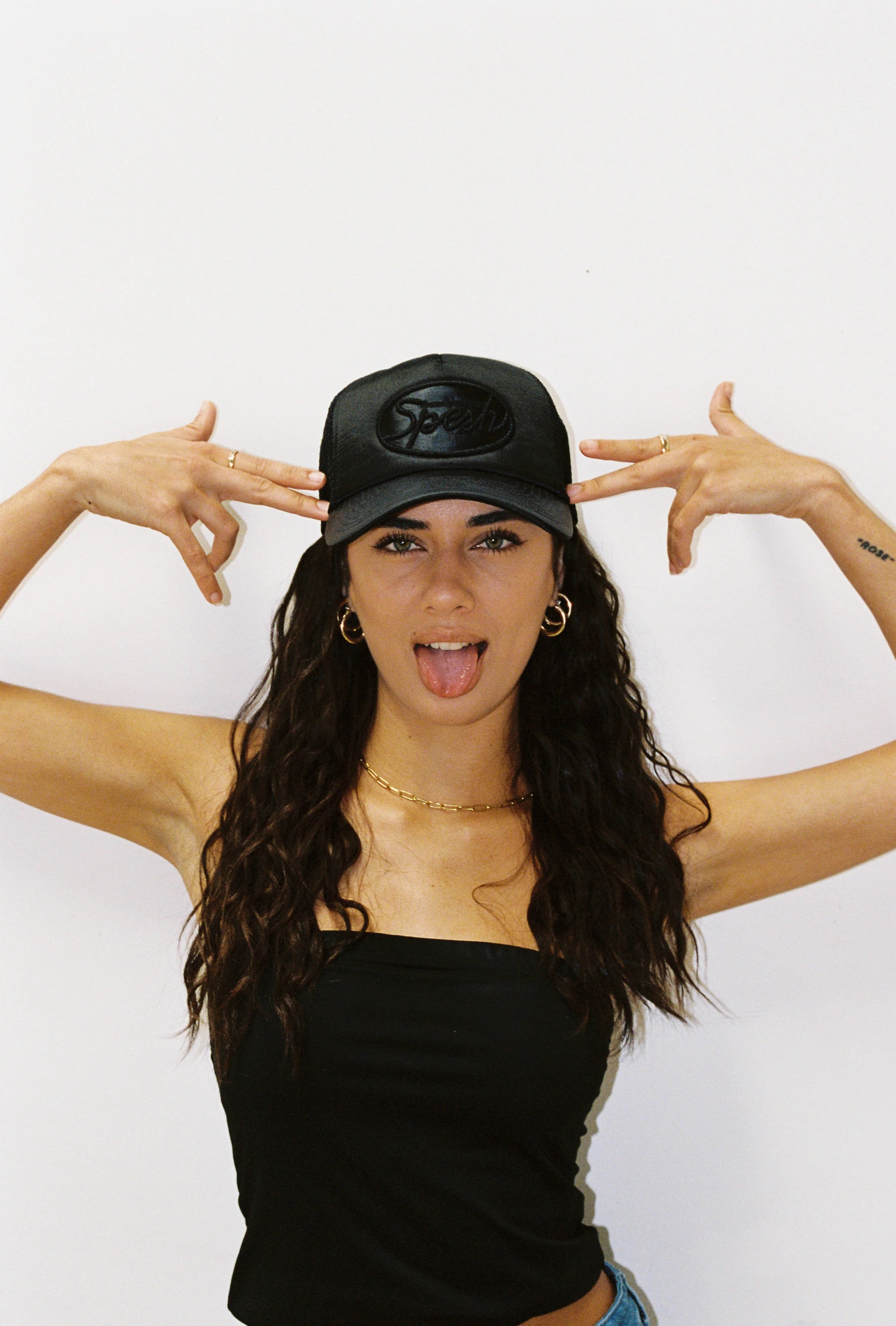 Black Satin Spesh Trucker