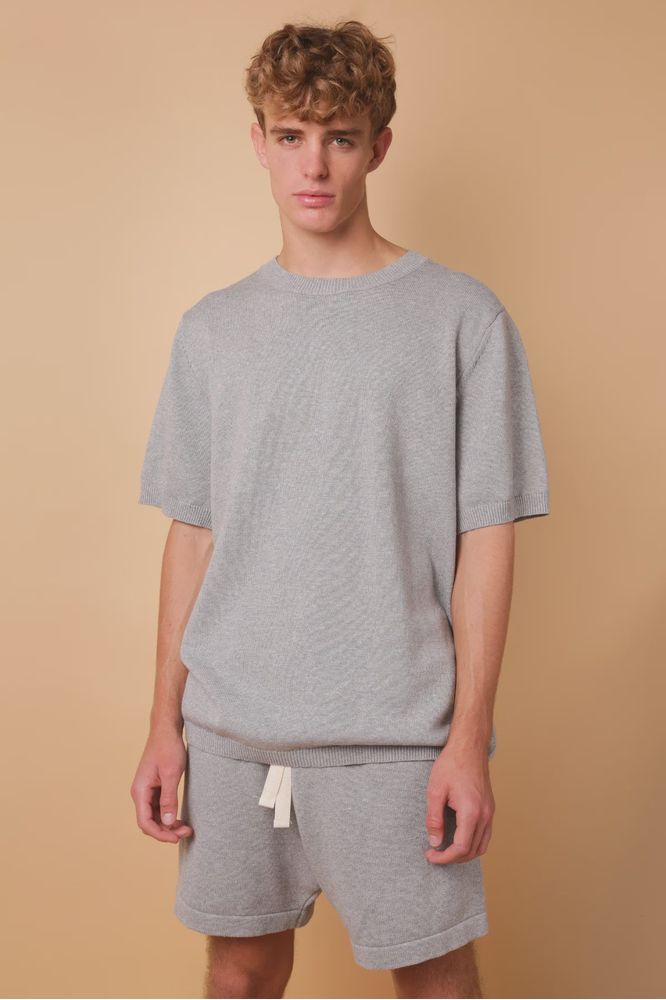 Tyson Knit Tee - Ash Marle