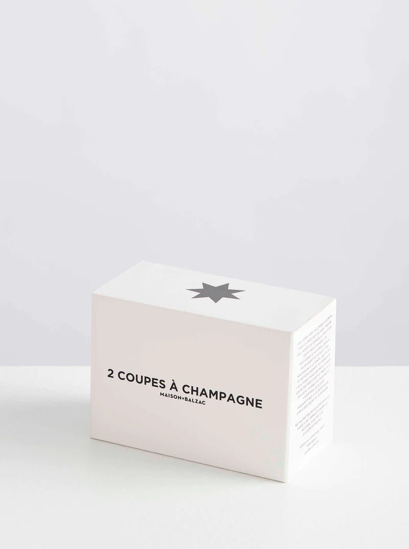 2 Champagne Coupes - Clear / White