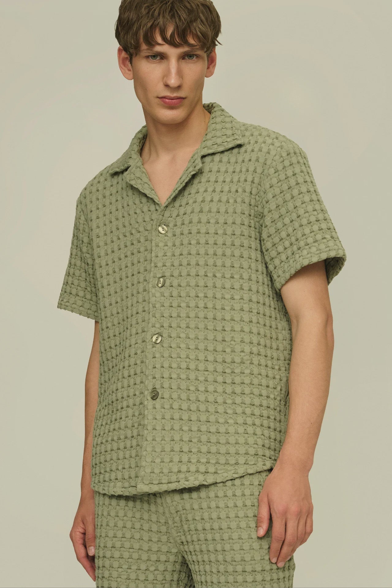 Cuba Waffle Shirt - Dusty Green